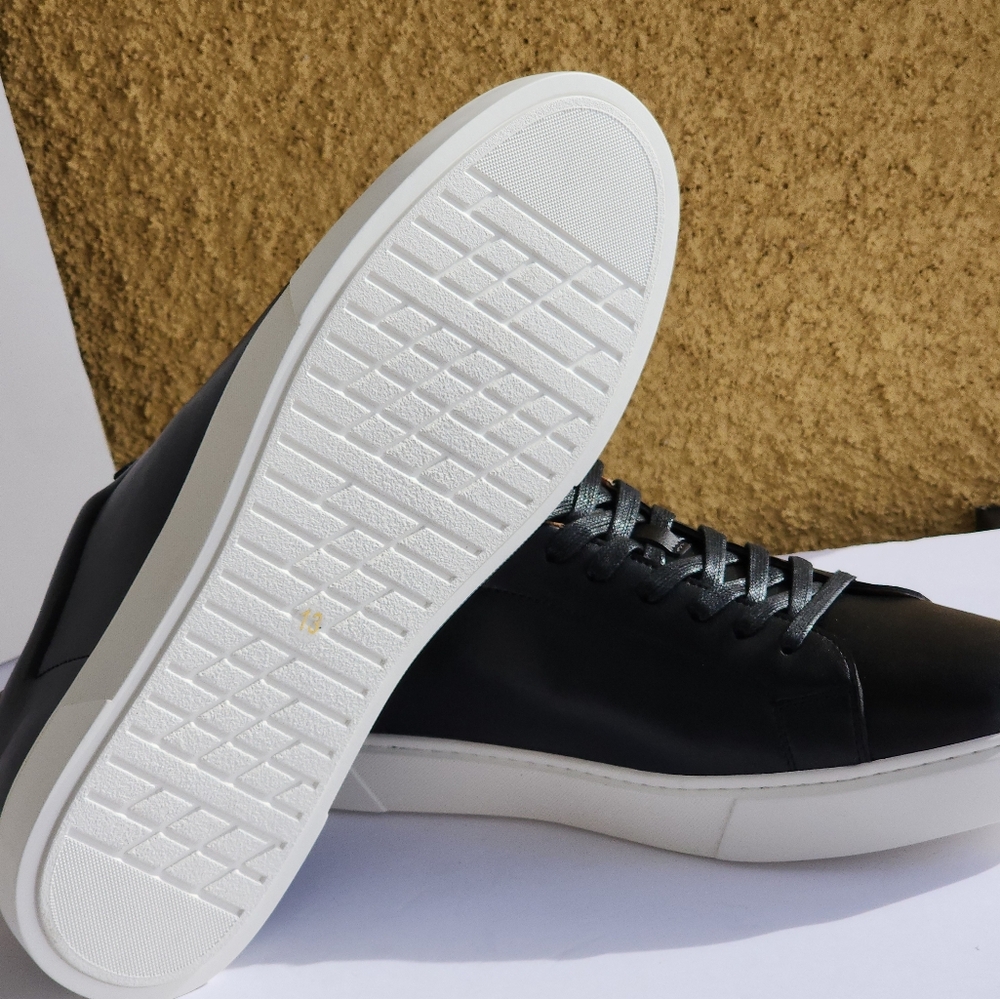 Alipasinm Men's Black Leather Business Casual Sneakers Shoes Size 13 - Picture 9 of 11